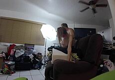 Hey, check this spandex fetish girl moaning while riding and grinding tight on cock!