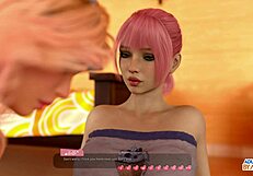 Stacy and Belle share emotional lesbian pleasure with dildos, squirting in cute outfits