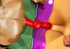 Two Busty Lesbians Try Double Dildo in Public Store