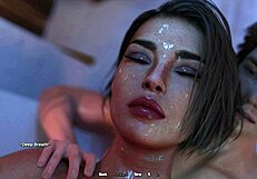 Groping my curvy stepmom's pussy while bathing together in 3D hentai animation