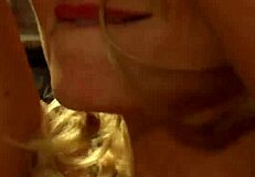 busty blonde humiliates slave with 69.