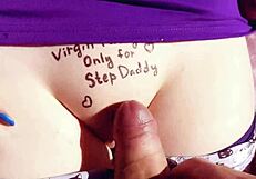 19yo step daughter surprises step daddy with her tight shaved pussy as a juicy gift.