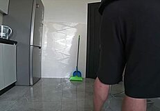 wife cheats on husband with family friend anal in kitchen while he's at work