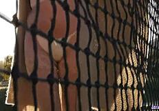 Stockinged milf babe enjoys outdoor fantasy adventure