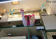 this crazy girl lets me upskirt her at work.