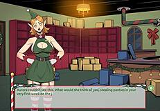 Claus Secret Surprise Xmas Hentai Game Ep 3 Mrs Santa Tease Us With Her Underskirt Anal Plug