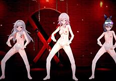 Honkai star rail clara&march 7th&silverwolf hentai mmd