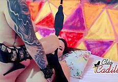 Cleo cadillac subtly rubs pussy with toys to orgasm