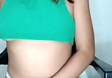 Hot latina returns home and strips nude for the webcam, revealing petite body