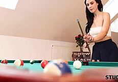 pool game turns into bent over fuck on desk