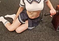 have you seen this petite teen rough riding a big black dildo?