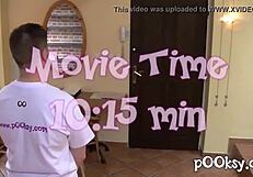 amateur couple with big ass and shaved pussy engages in fucking, licking, and cumshot session