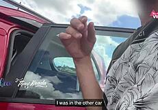 Street sex with cars watching creampie