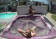dayanara gets wild in a hot tub pov scene