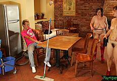 BBW Duo Dominates Young Guy in Wild Threesome