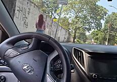 Risky public handjob while asking a hot stranger for directions