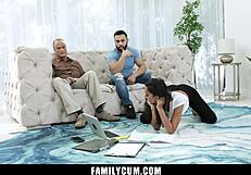 Stepbro Nails Latina Stepsis While Stepdad Naps Nearby
