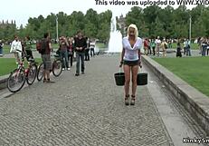 Busty Blonde in WET SHIRT Humiliated in PUBLIC Display