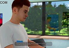 in the gym, naked milf with big tits and small nipples gets monster cock in 3d cartoon bed scene.