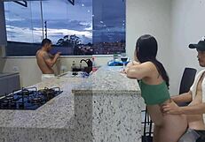 Ever seen a hot Brazilian wife banged in the kitchen till she cums?