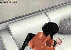 strapon-wielding baddies dominate in this interracial lesbian scene