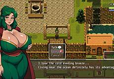 Lost Lagoon Harem Hentai Game Ep 5: Sexy Farmer Exposes Huge Boobs And Pussy