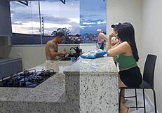 Ever seen a hot Brazilian wife banged in the kitchen till she cums?