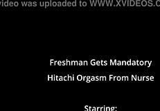 Freshman Donna Leigh Gets Hitachi Magic Wand Orgasms from Female Nurses During Physical for College at Hitachihoescom