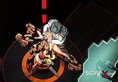Busty sexy blonde explores extreme sex with an android in the sci-fi lab