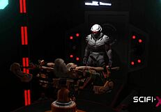 Busty sexy blonde explores extreme sex with an android in the sci-fi lab