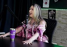 Afraid of what they'll think? Raphaela Savanah in sheer lingerie for group fun.