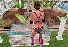 3d animated sex video - lesbian girl fucking another girl on the table