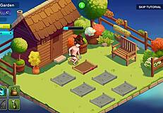 Honeysun gameplay part 1 starts with red head flight attendant in cosplay