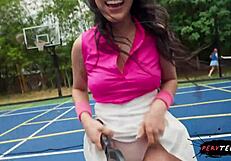 feeling excited during sneaky sex on tennis court