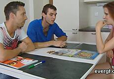 Bankrupt guy lets sexy friend fuck his ex-girlfriend for cash