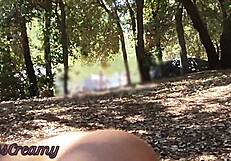 Naked in park hammock, he gropes my cock till I cum.