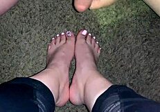 Hot amateur latina gets cumshot on sexy feet and toes