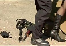 German Milf Takes Brutal Outdoor Fisting in Public Military Style