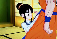 Chichi bangs Gohan and Goku in wild 3D threesome