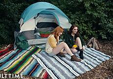 Lesbian camping trip turns hot with Lacy Lennon tribbing Aria Carson