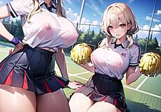 हॉट एनीमे चीयरलीडर ने पारदर्शी कपड़े में चूत खेल के साथ छेड़ा