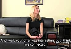 Small tits blonde licks huge tits agent