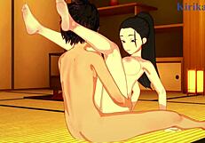 Hinatsuru and Makio tease Suma and Tanjiro in intense hentai