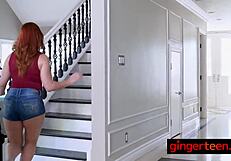 Sexy Ginger Babe Bounces Her Ass Hard