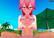 Yae Miko's Bikini Sex On Beach Pov