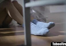 Sexaholic teen gets threesome fucking with big cock in mental facility