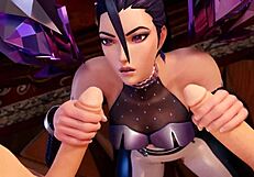 i watch kda kaisa suck and fuck two big cocks