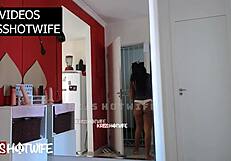 Wife welcomes delivery guy with big ass in see-through outfit