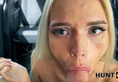 Spying on a beautiful shaved pussy pickup with an unexpected cuck in car