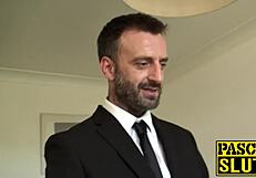 Classy submissive bitch gets spanked and bound during rough sex with big tits and ass.